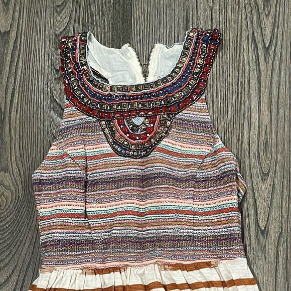 Lucky Brand Dress Empire Waist Aztec Pattern Sleeveless Racerback Cream XS - Picture 3 of 10